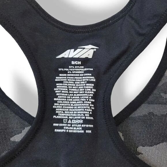 NEW Avia Activewear Women's Medium Support Sports Bra in Black Camo Size Small - Picture 10 of 12